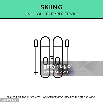 Skiing Thin Line Icon Skiing Thin Line Icon