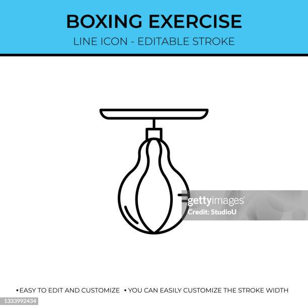 boxing exercise thin line icon - kickboxing stock illustrations