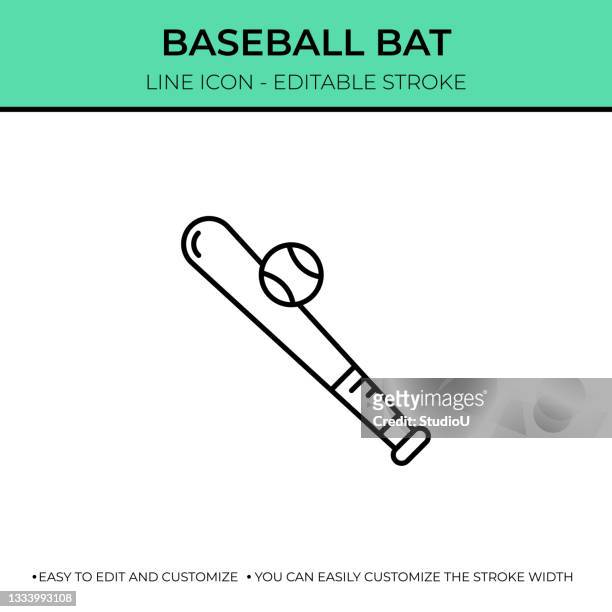 ilustrações de stock, clip art, desenhos animados e ícones de baseball thin line icon - bastão de basebol