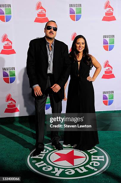 Musician Pepe Aguilar and guest arrive at the 12th annual Latin GRAMMY Awards at the Mandalay Bay Resort & Casino on November 10, 2011 in Las Vegas,...