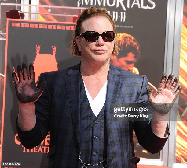 Mickey Rourke Hends Micky Rourke Hand And Footprint Ceremony Photos and Premium High Res ...