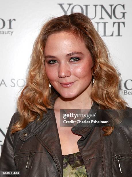 Actress Louisa Krause attends The Cinema Society & Dior Beauty screening of "Young Adult" at the Tribeca Grand Screening Room on November 18, 2011 in...