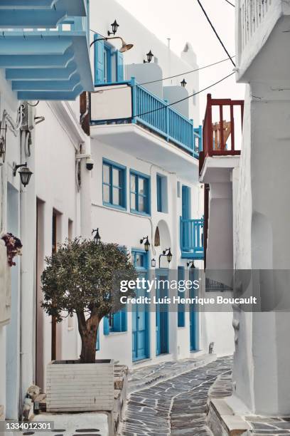 mykonos street - cyclades islands stock pictures, royalty-free photos & images