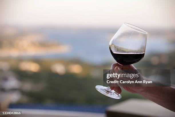 drinking wine with a lake view - texas winery stock pictures, royalty-free photos & images