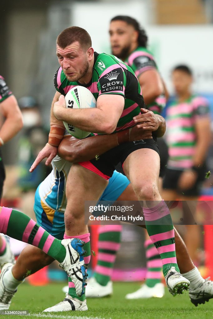 Jai Rabbithoes Jai Arrow of the Rabbitohs runs the ball during the round 22 NRL ...