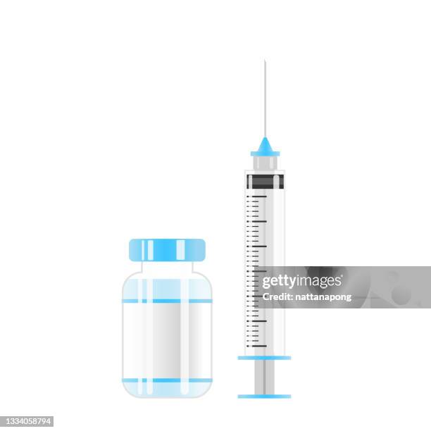 vaccine dose with empty syringe - pandémie stock illustrations