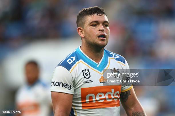 Ashley Taylor of the Titans looks on during the round 22 NRL match between the South Sydney Rabbitohs and the Gold Coast Titans at Cbus Super...
