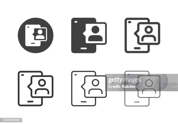 mobile user profile icons - multi series - software as a service stock illustrations