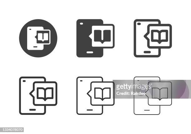 mobile reading icons - multi series - e reader stock illustrations