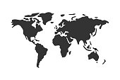 Simple vector world map flat icon.