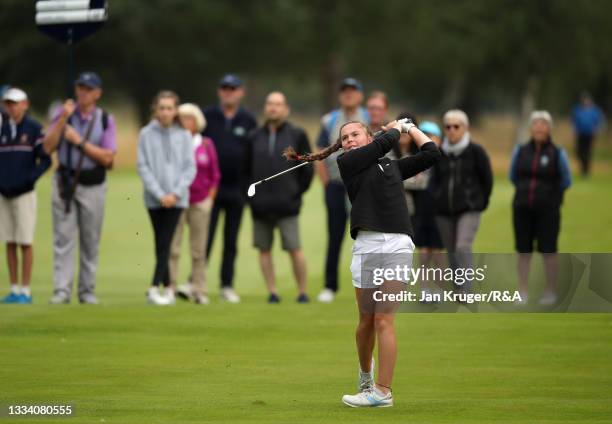 Beth Coulter of Kirkistown Castle in action during the Final of the R&A Girls Amateur Championship at Fulford Golf Club on August 14, 2021 in York,...