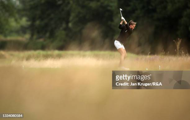Beth Coulter of Kirkistown Castle in action during the Final of the R&A Girls Amateur Championship at Fulford Golf Club on August 14, 2021 in York,...