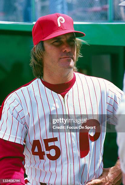 Pitcher Tug McGraw of the Philadelphia Phillies looks on before the start of a Major League Baseball game circa 1980 at Veterans Stadium in...