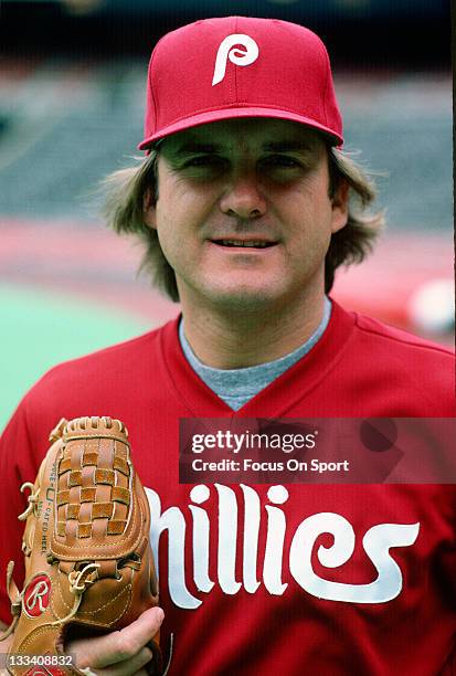 Pitcher Tug McGraw of the Philadelphia Phillies poses for the camera before a Major League Baseball game circa 1981 at Veterans Stadium in...