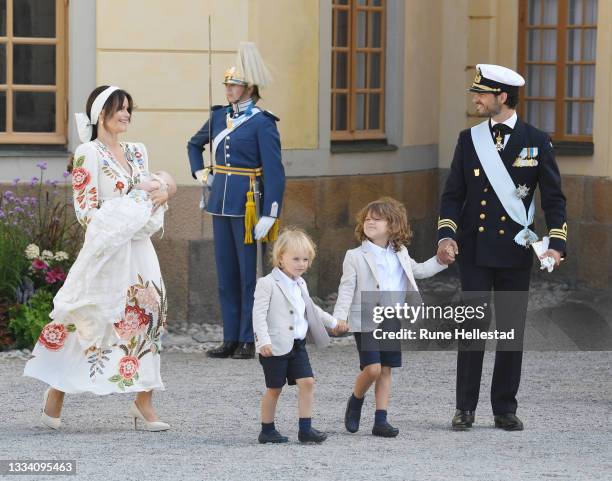 Prince Carl Philip, Princess Sofia, Prince Alexander, Prince Gabriel and Prince Julian attend Prince Julian's baptism outside Drottningholm Castle...