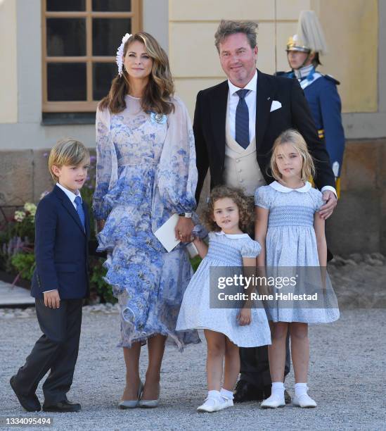 Princess Madeleine, Princess Adrienne, Princess Leonore, Prince Nicolas and Christopher O'Neill attend Prince Julian's baptism outside Drottningholm...
