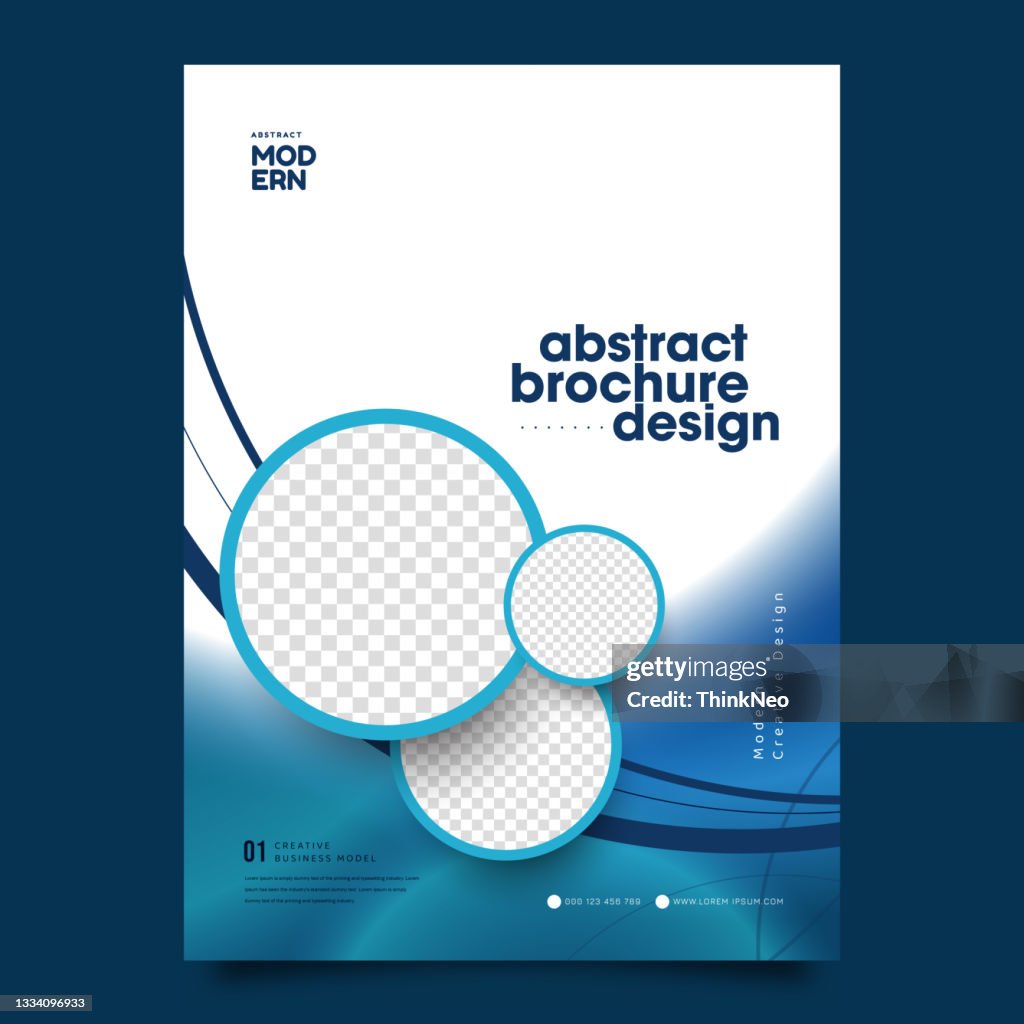 Broschürengestaltung, Cover modernes Layout, Geschäftsbericht, Poster, Flyer in A4 mit blauem Kreis
