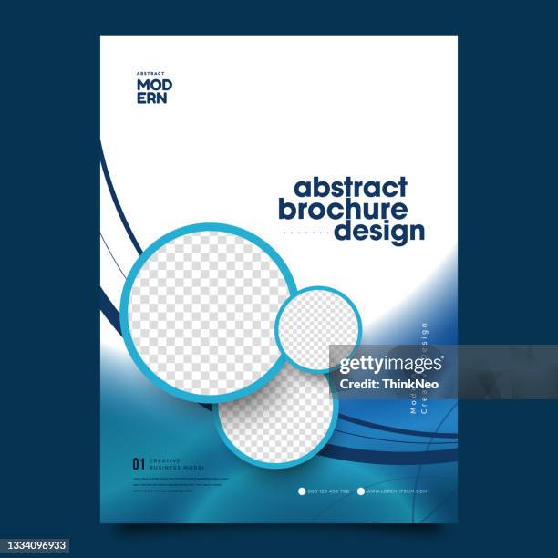 stockillustraties, clipart, cartoons en iconen met brochure design, cover modern layout, annual report, poster, flyer in a4 with blue circle - annual report layout