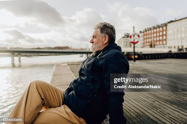 enjoying the view - waterfront stockfoto's en -beelden