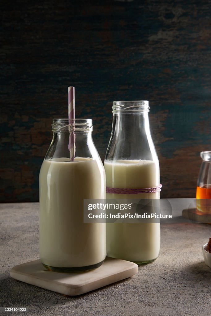 Two bottles of fresh milk