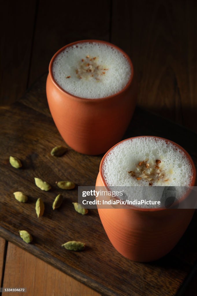 Butter milk in a earthan glass