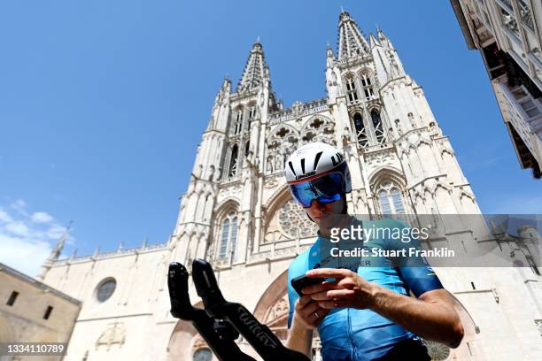 Aleksander Vlasov of Russia and Team Astana – Premier Tech looks his mobile while prepares for the race prior to the 76th Tour of Spain 2021, Stage 1...