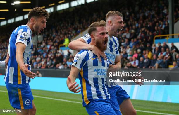 Alexis Mac Allister of Brighton & Hove Albion celebrates after scoring their second goal during the Premier League match between Burnley and Brighton...