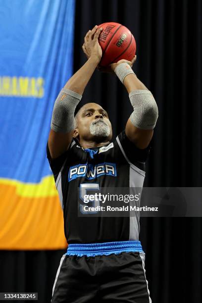 Cuttino Mobley of the Power attempts a shot during the game against the Trilogy during BIG3 - Week Seven at the Orleans Arena on August 14, 2021 in...