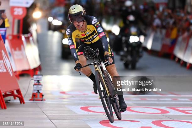 Primoz Roglic of Slovenia and Team Jumbo - Visma celebrates after winning the 76th Tour of Spain 2021, Stage 1 a 7,1km individual time trial from...