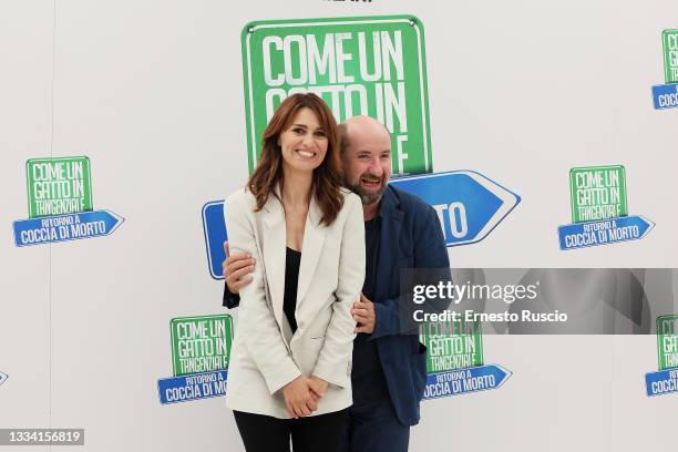 In this image released on August 14th, Paola Cortellesi and Antonio Albanese attend the "Come Un Gatto In Tangenziale - Ritorno A Coccia Di Morto"...