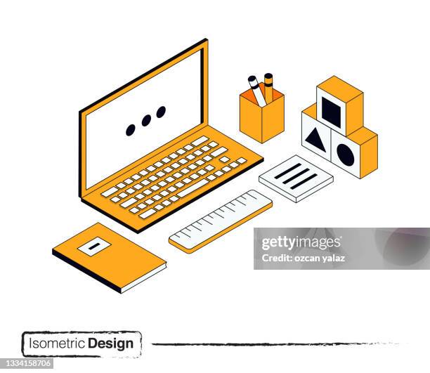 isometric design online education modern flat design concept. - back to school covid stock illustrations
