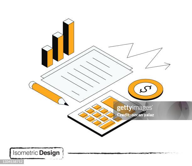 isometric design economics , finance documents , analytics modern flat design concept. - spreadsheet calculator stock illustrations