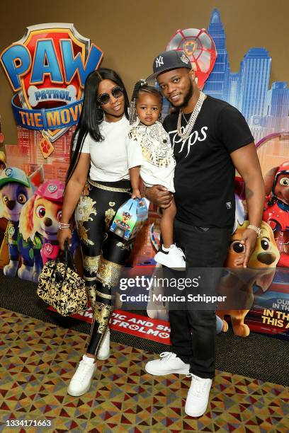 Remy Ma, Reminisce MacKenzie Mackie, and Papoose attend the New York Special Screening of 'PAW Patrol: The Movie' at the AMC Empire 25 on August 14,...