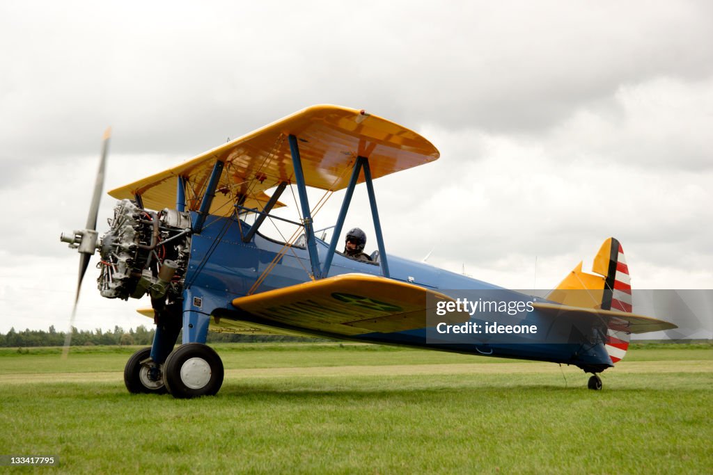 Jet Poered Biplane Biplane Starting Up Its Engines In A Field High-Res Stock Photo - Getty ...