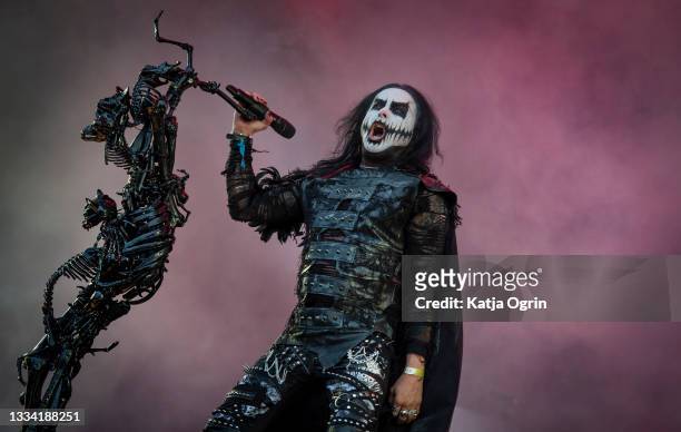 Dani Filth of Cradle Of Filth performs live on stage at Bloodstock Festival 2021 at Catton Hall on August 14, 2021 in Burton Upon Trent, England.