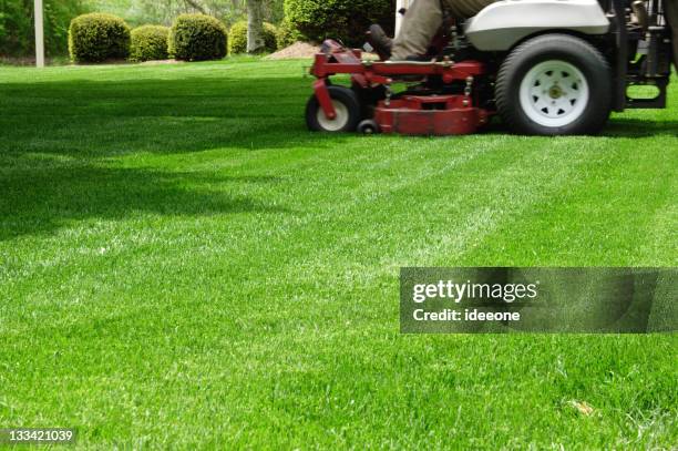 fahrt auf mähen - mowing lawn stock-fotos und bilder