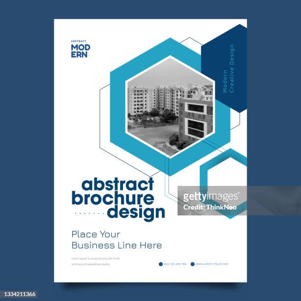 broschüre geometrisches sechseck-layout-design-design-template - bedecken stock-grafiken, -clipart, -cartoons und -symbole