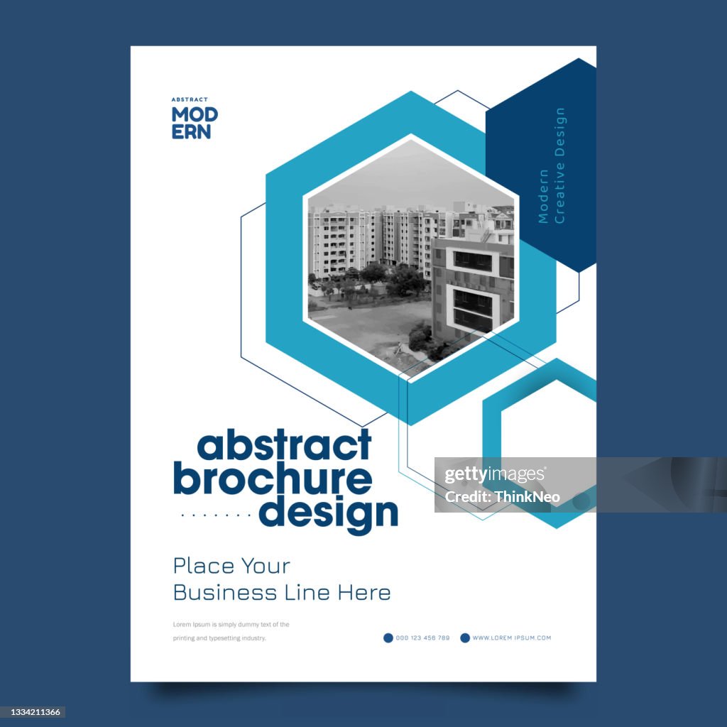 Brochure geometric hexagon layout design template