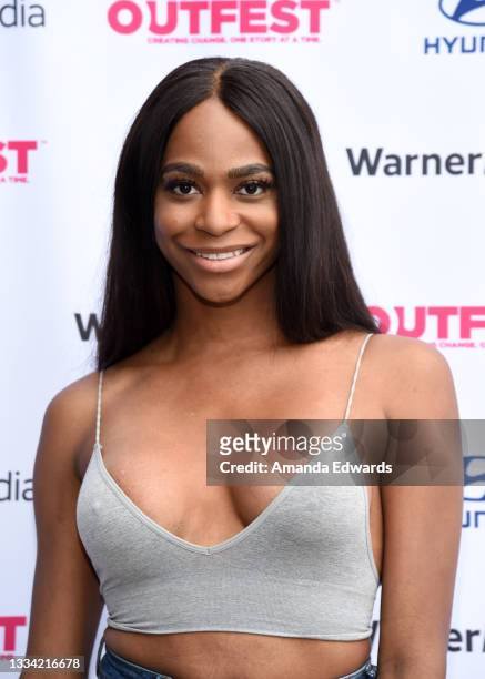 Actress Alexandra Grey attends the 2021 Outfest Los Angeles LGBTQ Film Festival Screening of "Smoke, Lilies And Jade" at Harmony Gold on August 14,...