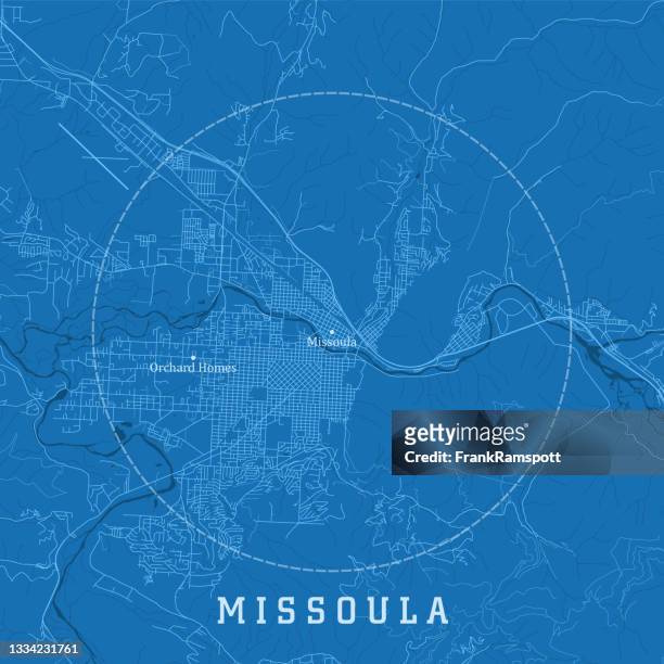 missoula mt city vector road map blue text - missoula stock illustrations