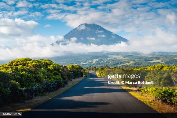 road to mount pico, azores - portugal road stock pictures, royalty-free photos & images