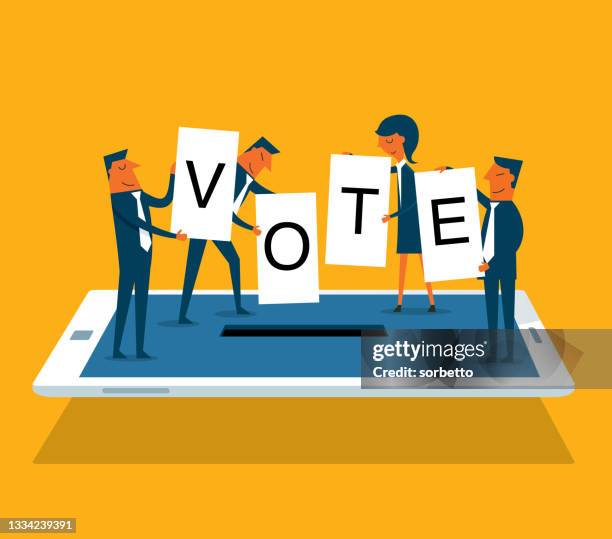 on-line voting - smart phone - inserting stock illustrations