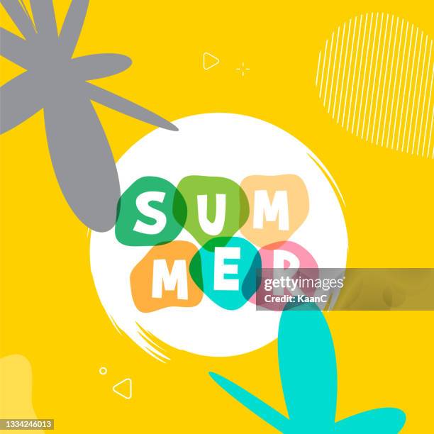 illustrations, cliparts, dessins animés et icônes de composition lettrage de l’illustration du stock vacances d’été - aura