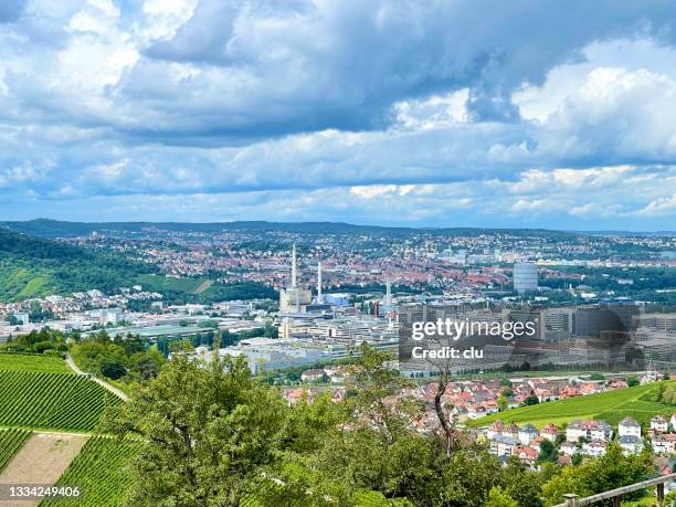 stuttgart view, seen from the rotenberg - stuttgart duitsland stockfoto's en -beelden