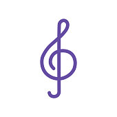 Treble clef vector glyph icon. Music sign