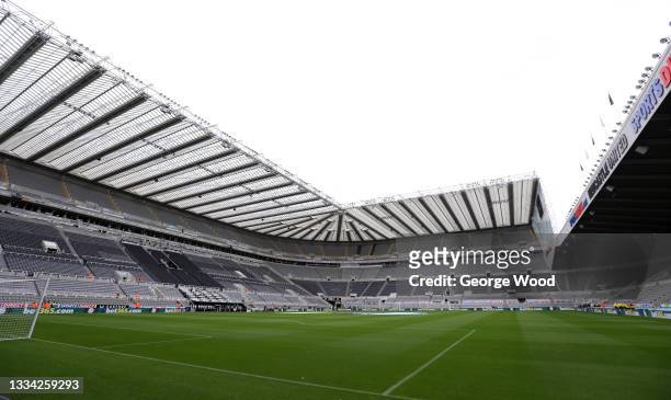 General view inside the stadium prior to the Premier League match between Newcastle United and West Ham United at St. James Park on August 15, 2021...