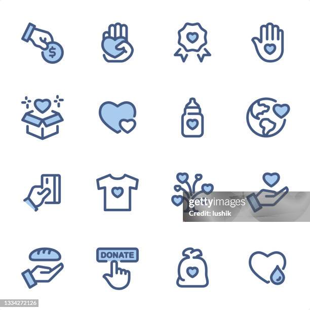 charity & relief work - pixel perfect blue line icons - organ donation stock illustrations