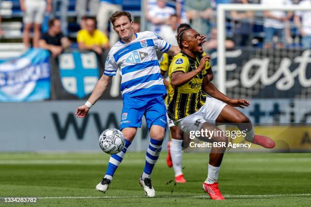 Rico Strieder of PEC Zwolle, Yann Ghobo of Vitesse during the Dutch Eredivisie match between PEC Zwolle and Vitesse at MAC3 PARK stadion on August...