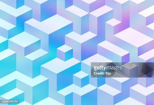 geometrischer würfel holographischer moderner abstrakter hintergrund - 3d cube stock-grafiken, -clipart, -cartoons und -symbole