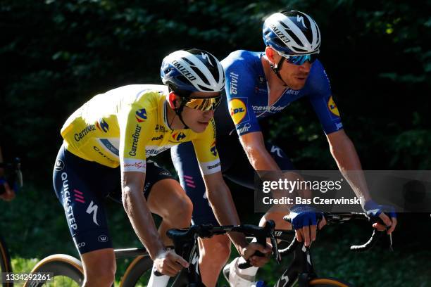 João Pedro Gonçalves Almeida of Portugal Yellow Leader Jersey and Tim Declercq of Belgium and Team Deceuninck - Quick-Step during the 78th Tour de...